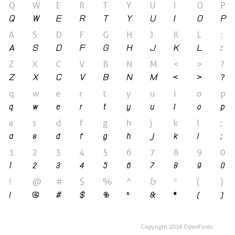 Character Map of Volpedo Medium Italic Italic