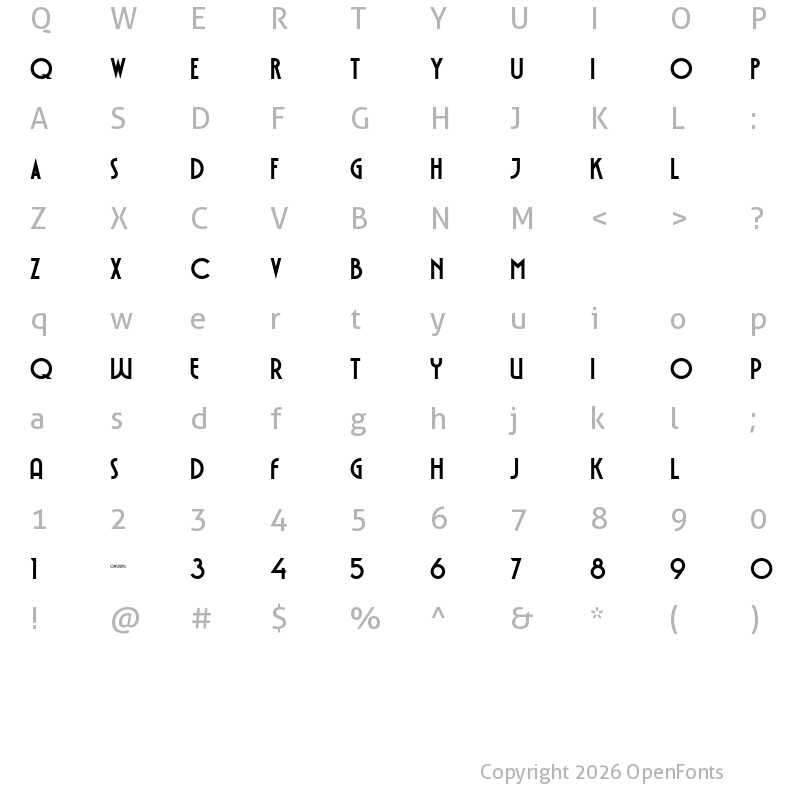 Character Map of VOLTDECO V02 Extra Black