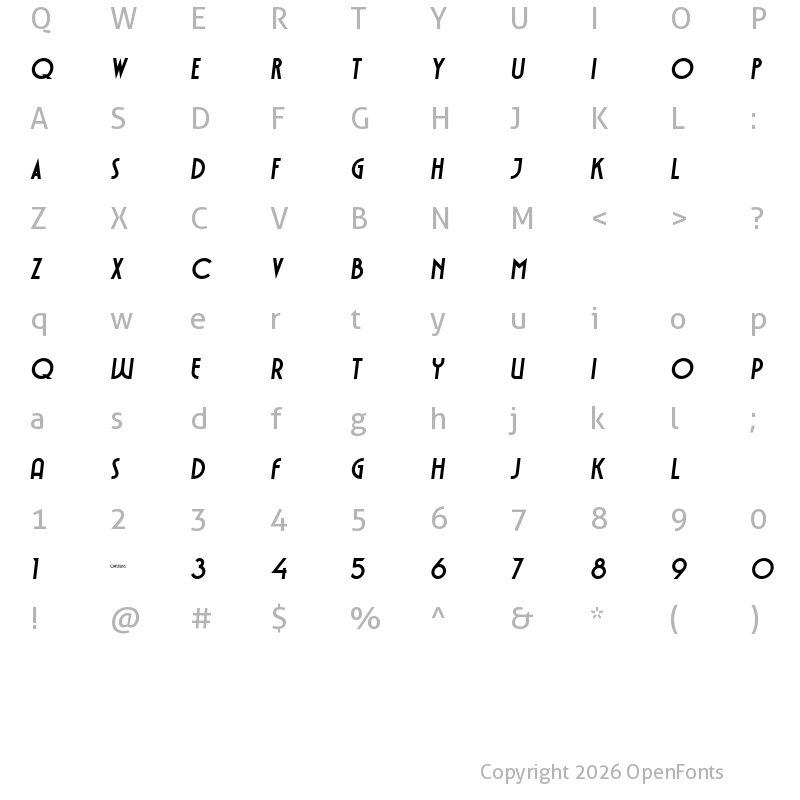 Character Map of VOLTDECO V02 Extra Black Italic