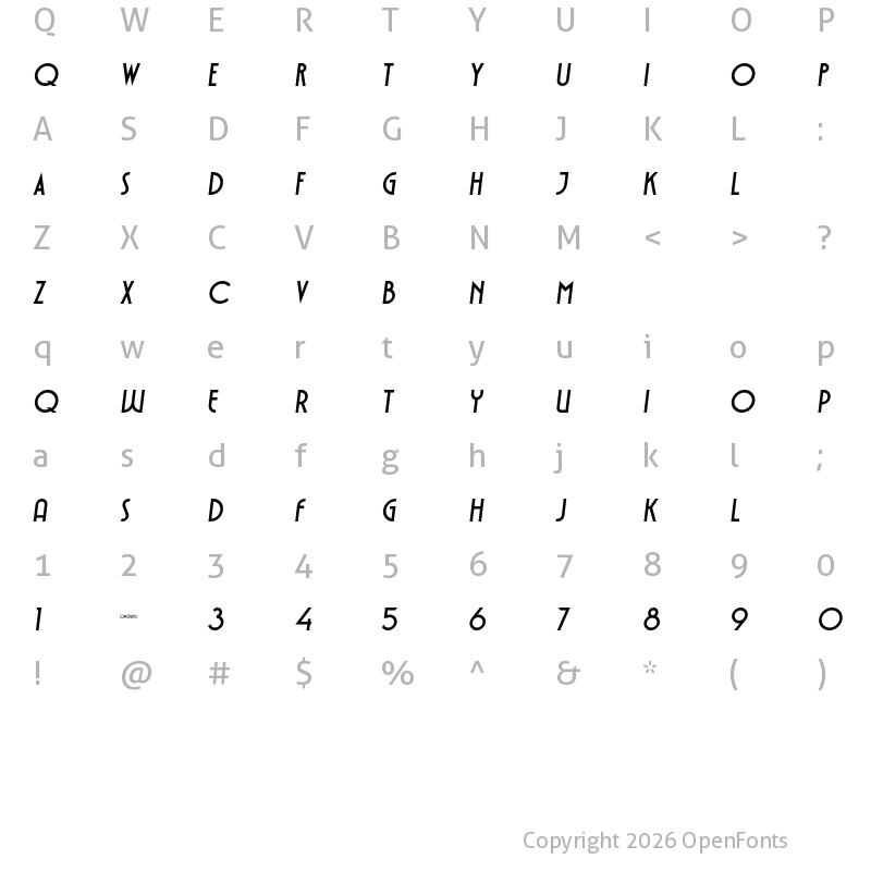 Character Map of VOLTDECO V02 Extra Bold Italic