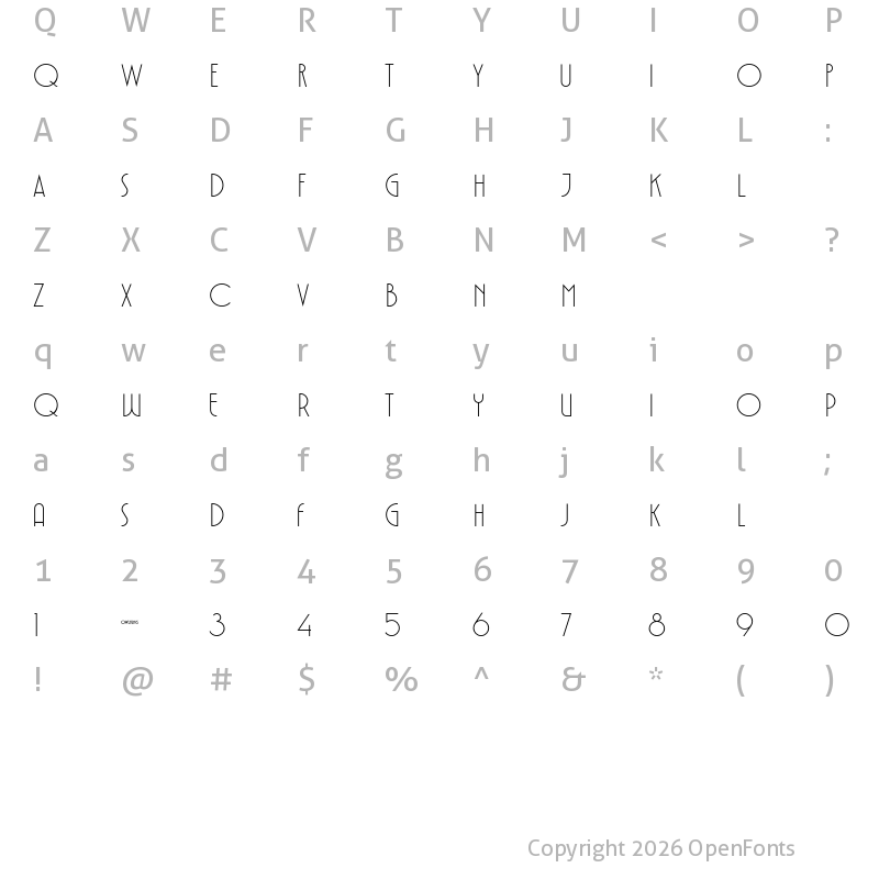 Character Map of VOLTDECO V02 Thin