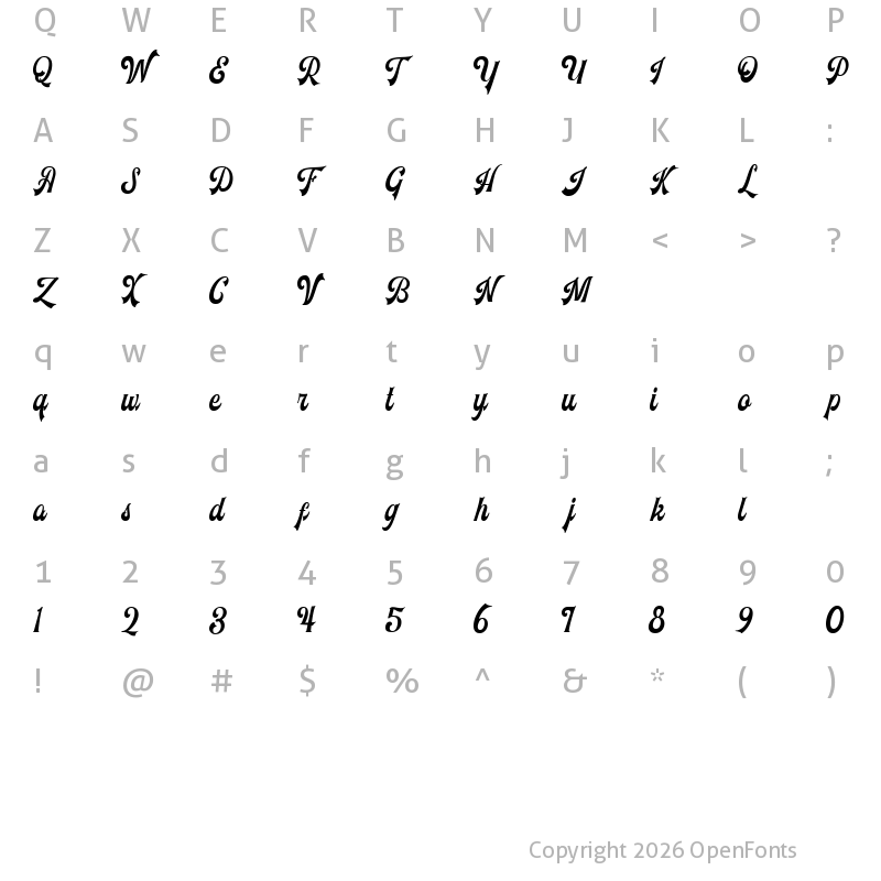 Character Map of Voltury Voltury-Regular