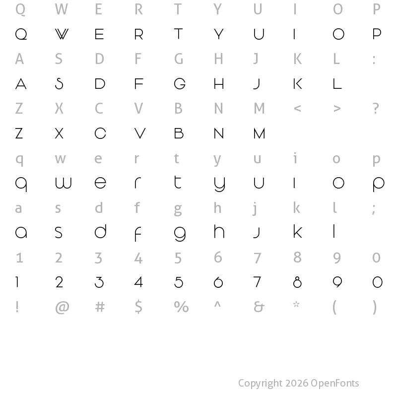 Character Map of Vonique 43 Regular