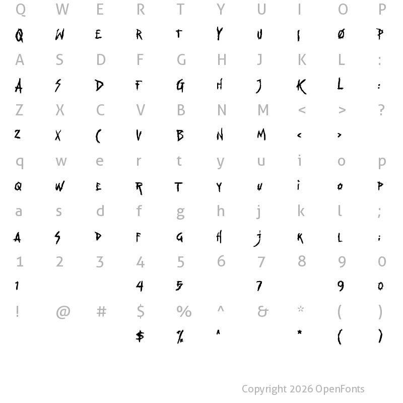 Character Map of Voodo Dolls Regular