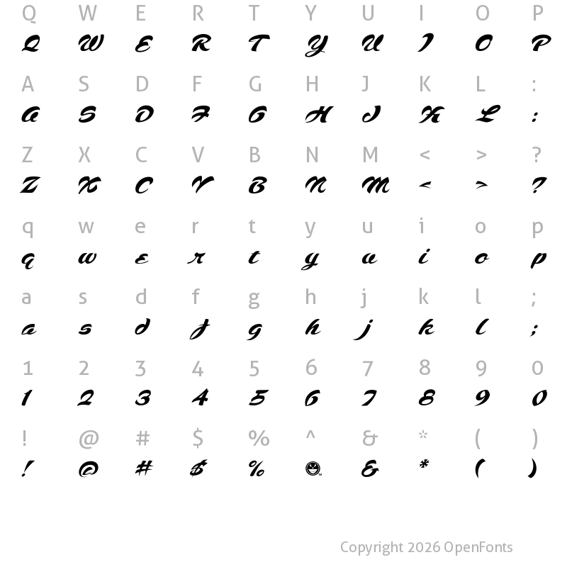 Character Map of Voodoo Script Regular
