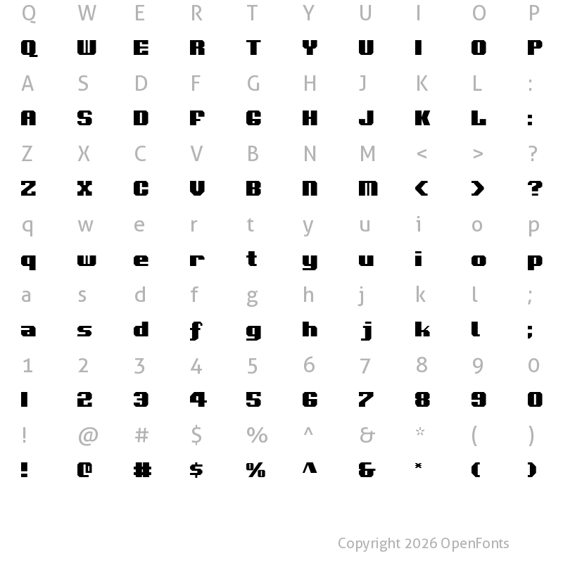 Character Map of Voortrekker Regular