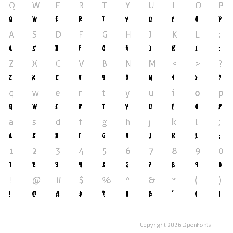 Character Map of Vorvolaka Condensed Condensed