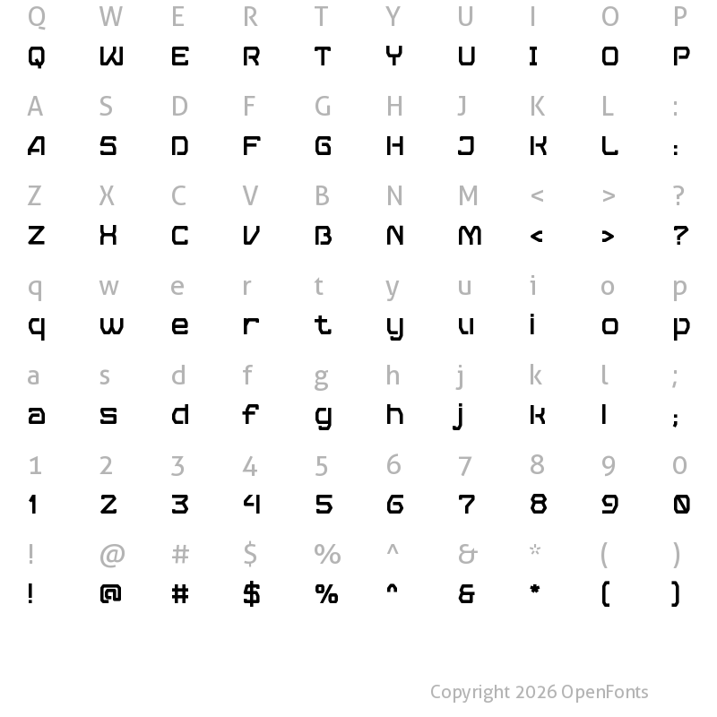 Character Map of VOYAGER Regular