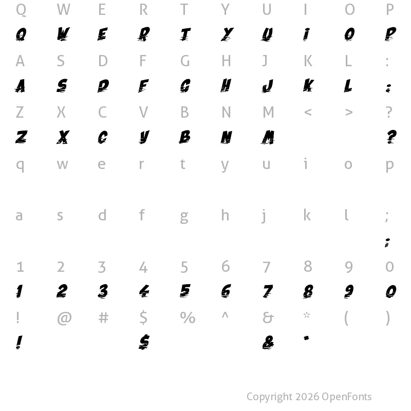 Character Map of Vraoum Regular