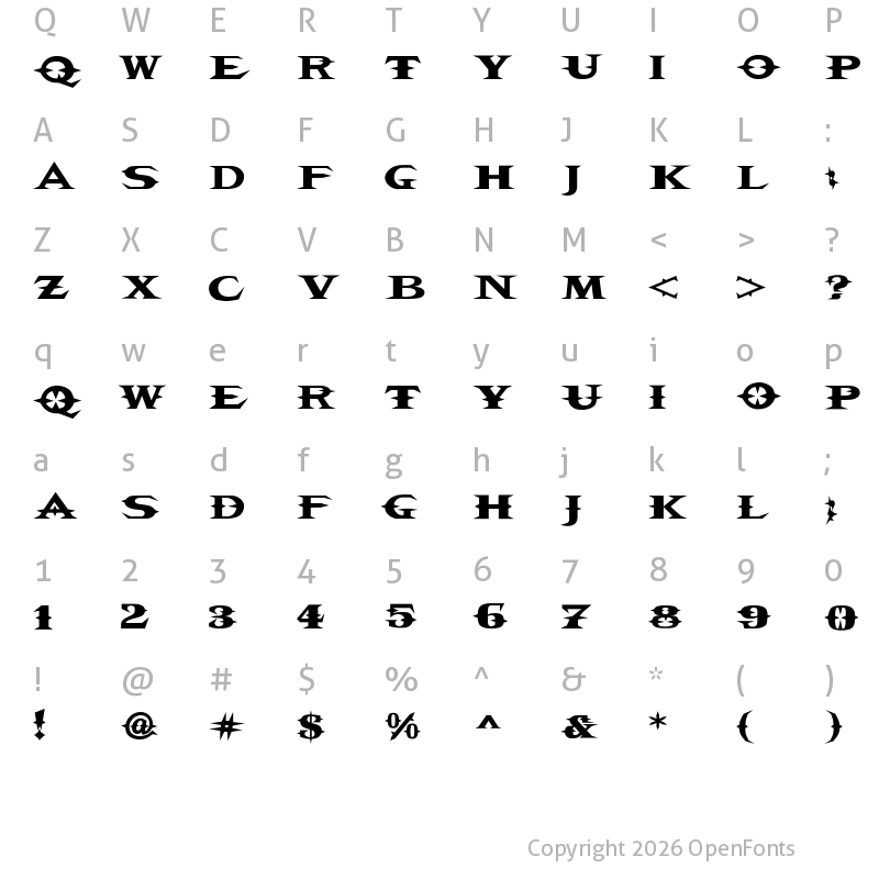 Character Map of VTCBelialsBlade Regular