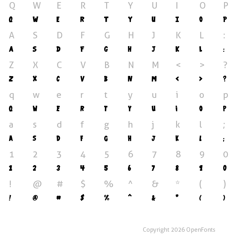 Character Map of VTCGarageSale Regular