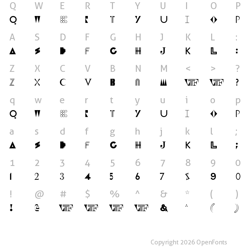 Character Map of VTF Mixo Regular