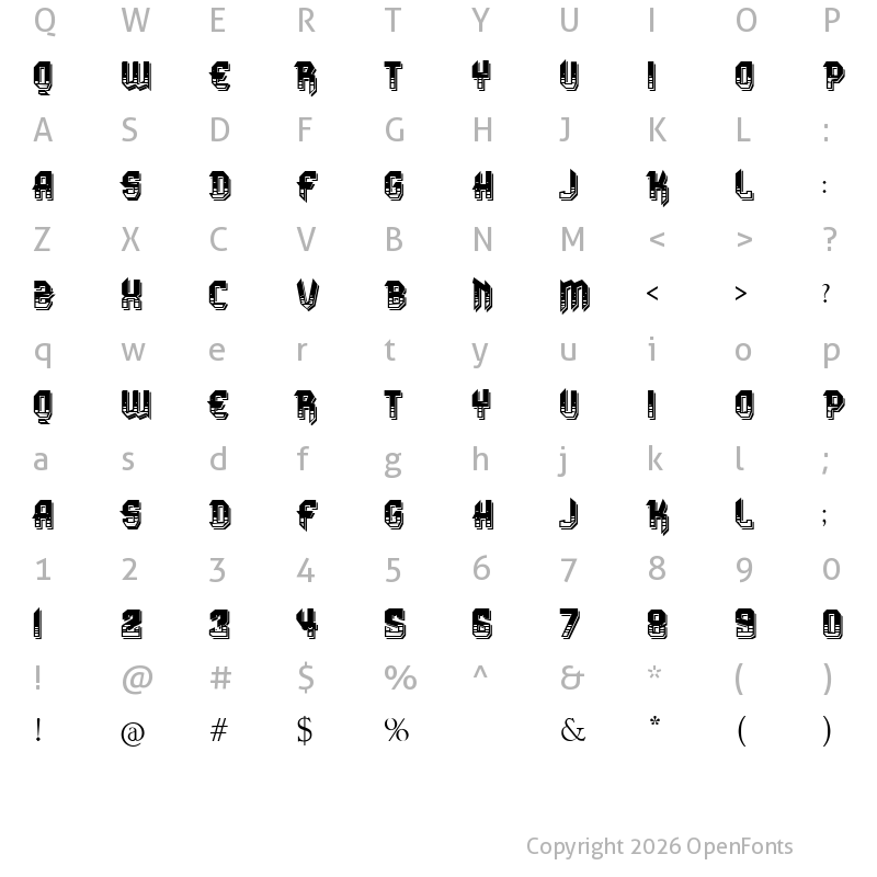 Character Map of VTKS DURA 3D Regular