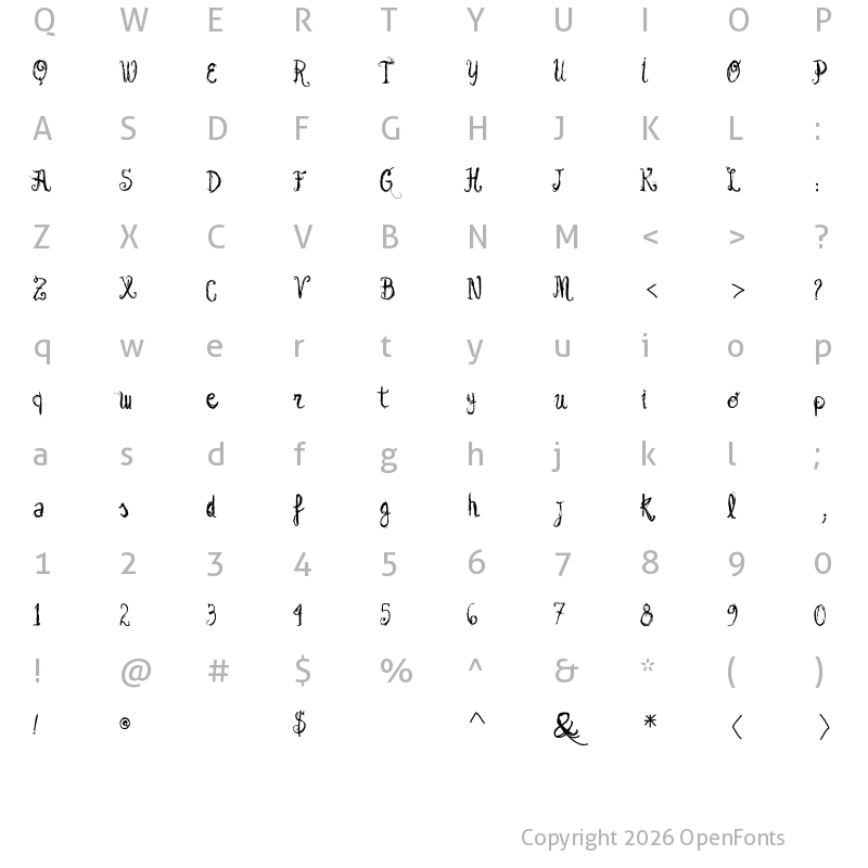 Character Map of Vtks Garota Bonita Regular