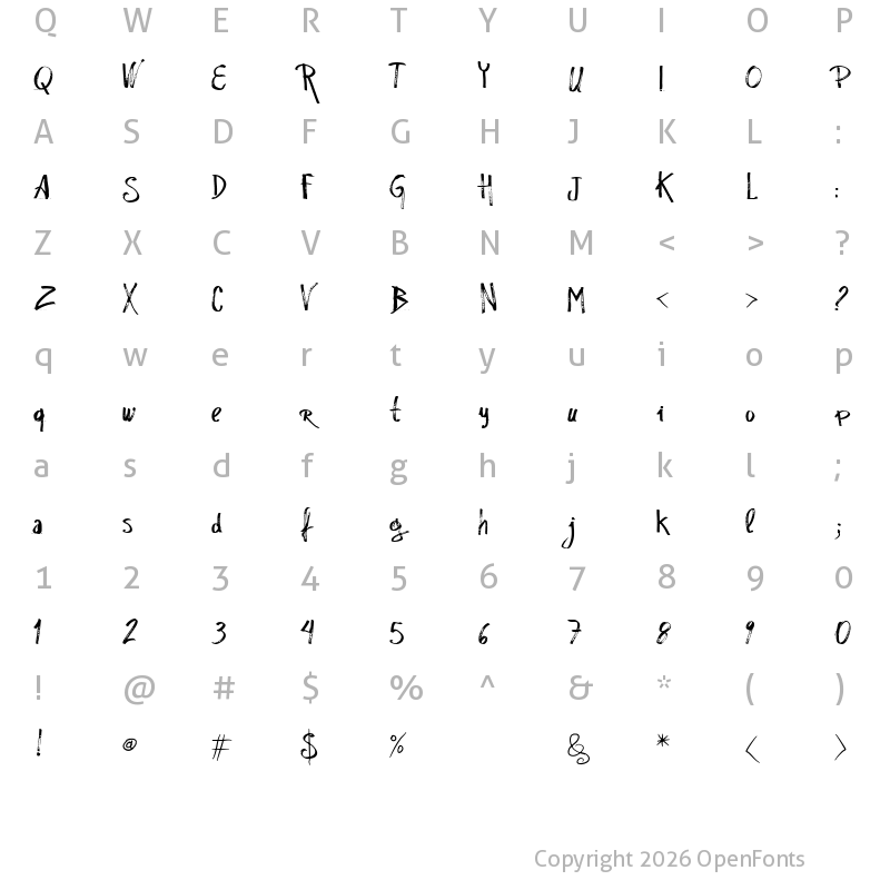 Character Map of vtks Rascunho  Errado Regular