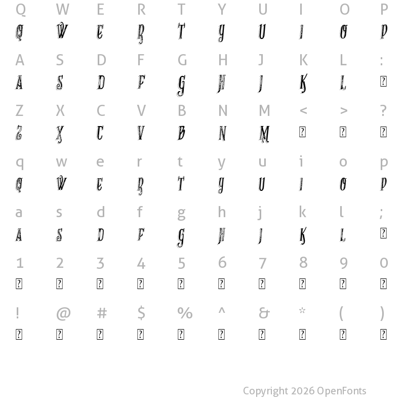 Character Map of VTKS RECOVER MB 1 Regular