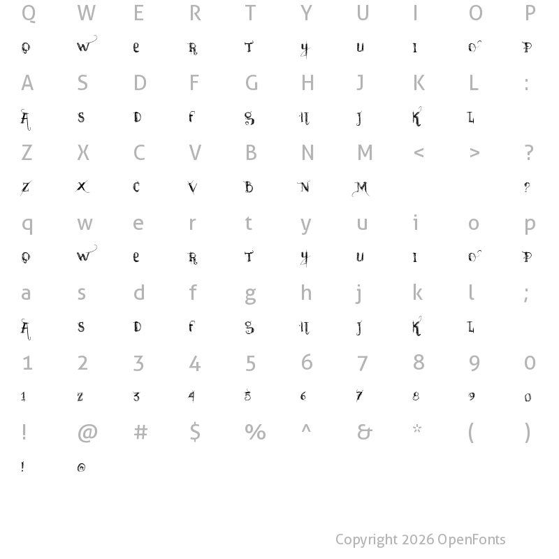 Character Map of vtks s?bado de chuva Regular