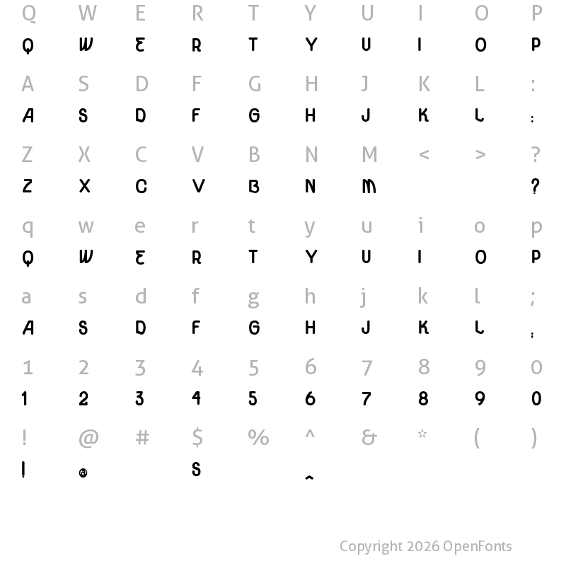 Character Map of vtks unidade ultra bold Regular