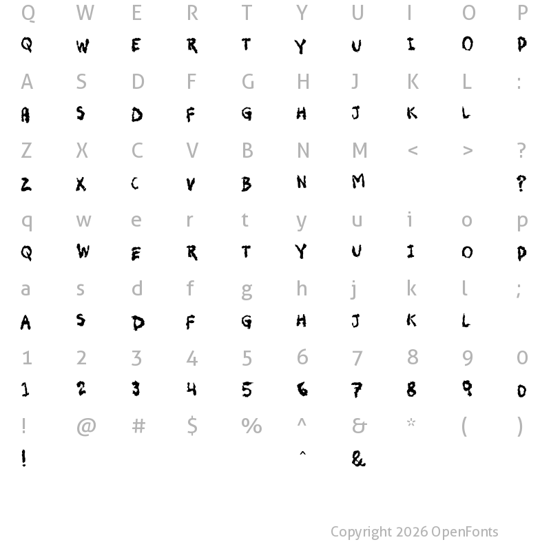 Character Map of Vtks Xumbrega Regular
