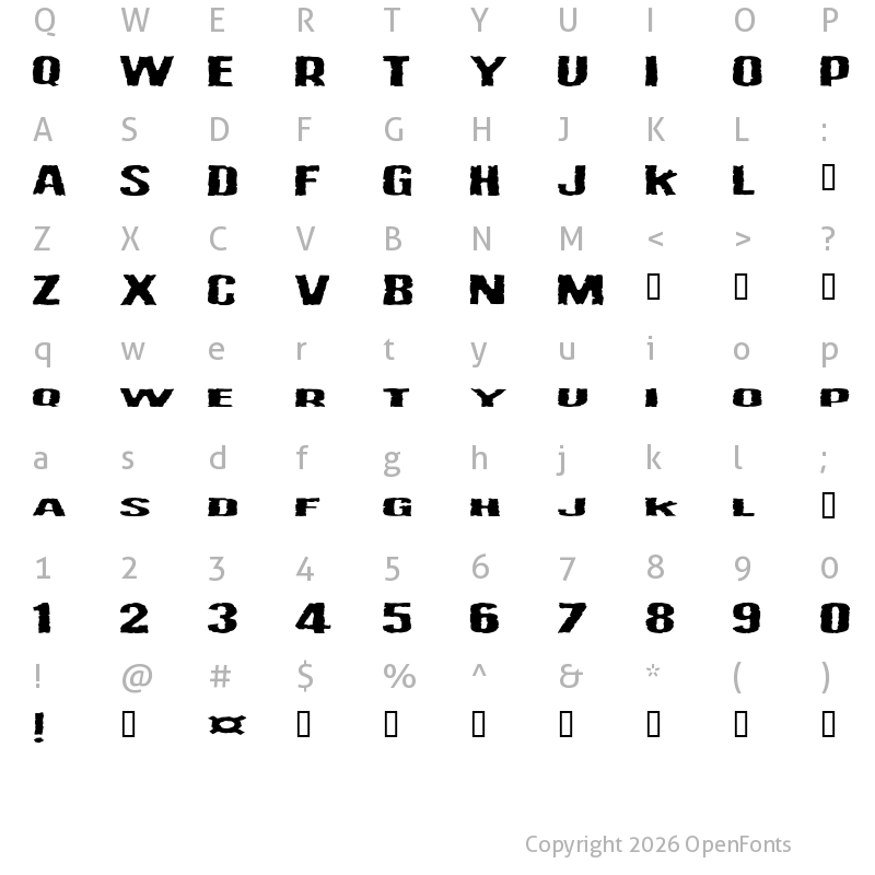 Character Map of Vulgar Display Of Power Regular