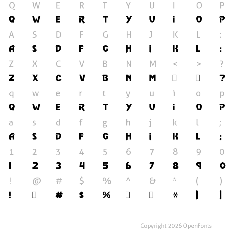 Character Map of Vulgar Display Regular