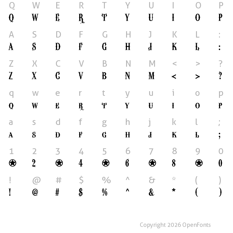 Character Map of Wacam?ler Caps Regular