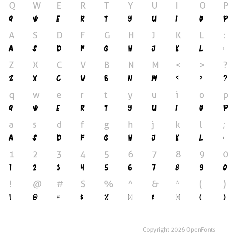 Character Map of Waffle Crisp Regular