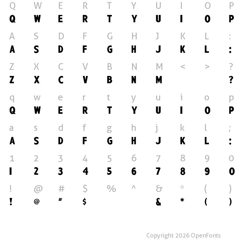 Character Map of Wagner Zip-Change Regular