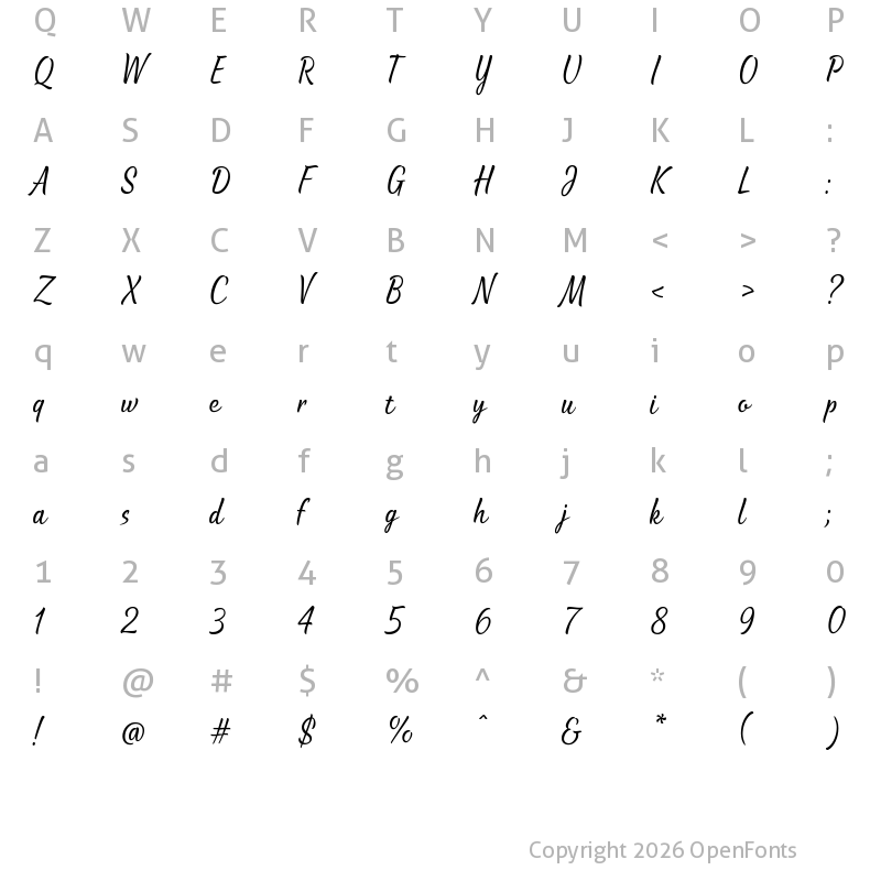 Character Map of waialua-regular regular