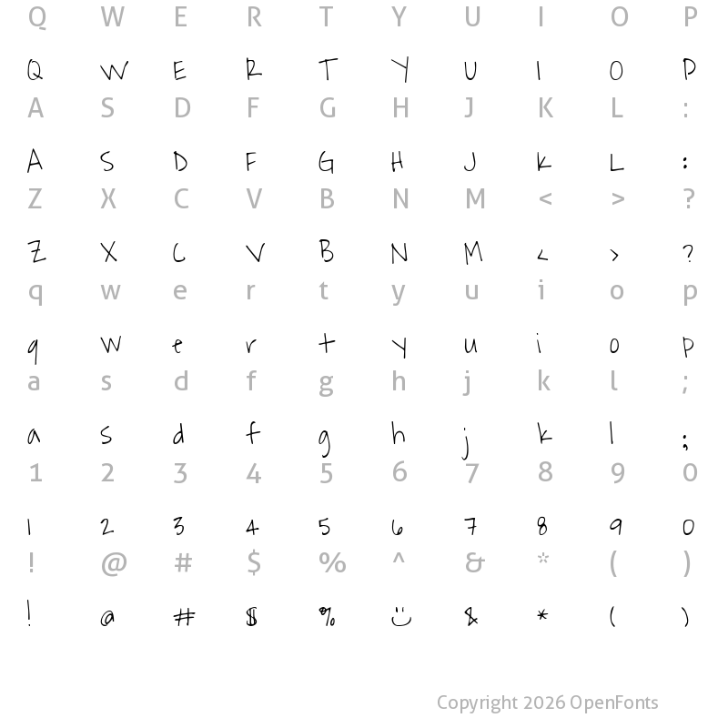 Character Map of Waiting for the Sunrise Regular