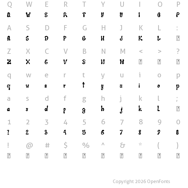 Character Map of Wakaba Regular