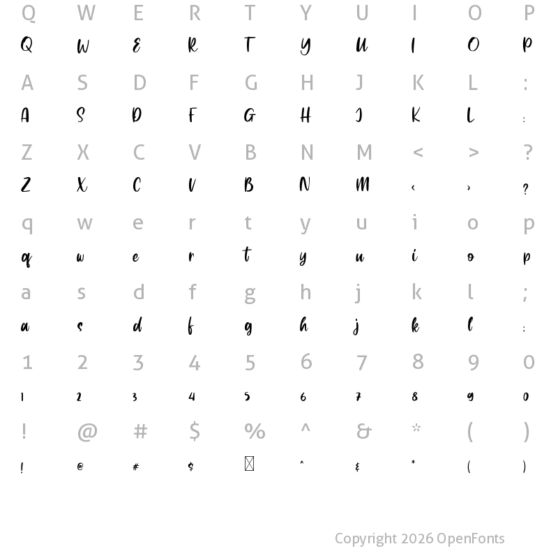 Character Map of Wakeup Regular