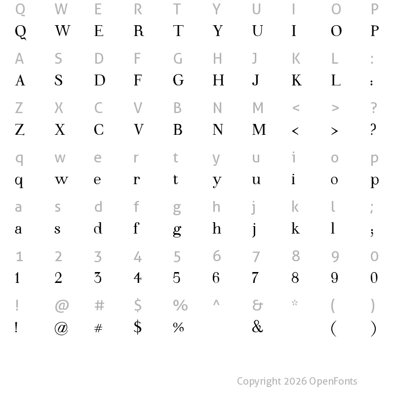 Character Map of Walina Negrita