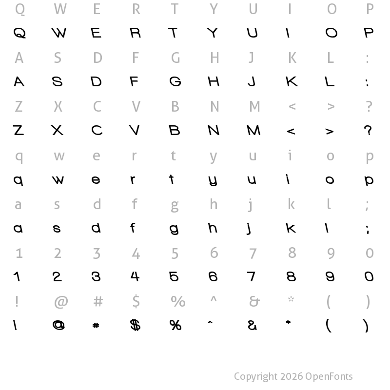 Character Map of Walkway Black RevOblique Regular