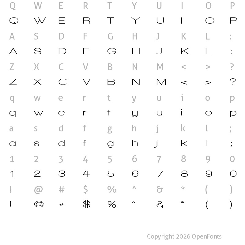 Character Map of Walkway Expand Bold Regular