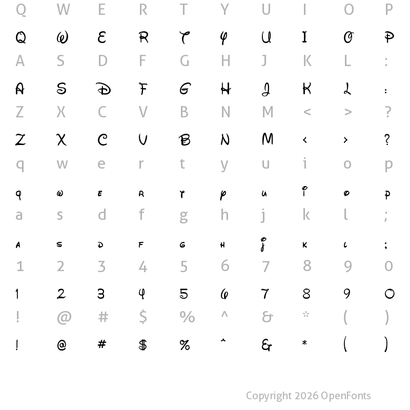 Character Map of Waltograph Regular