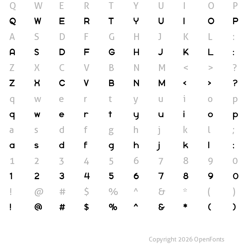 Character Map of Wanafi Regular