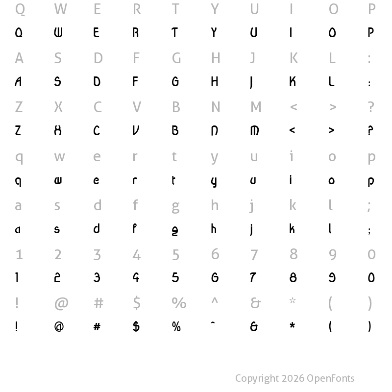 Character Map of Wanda Bold