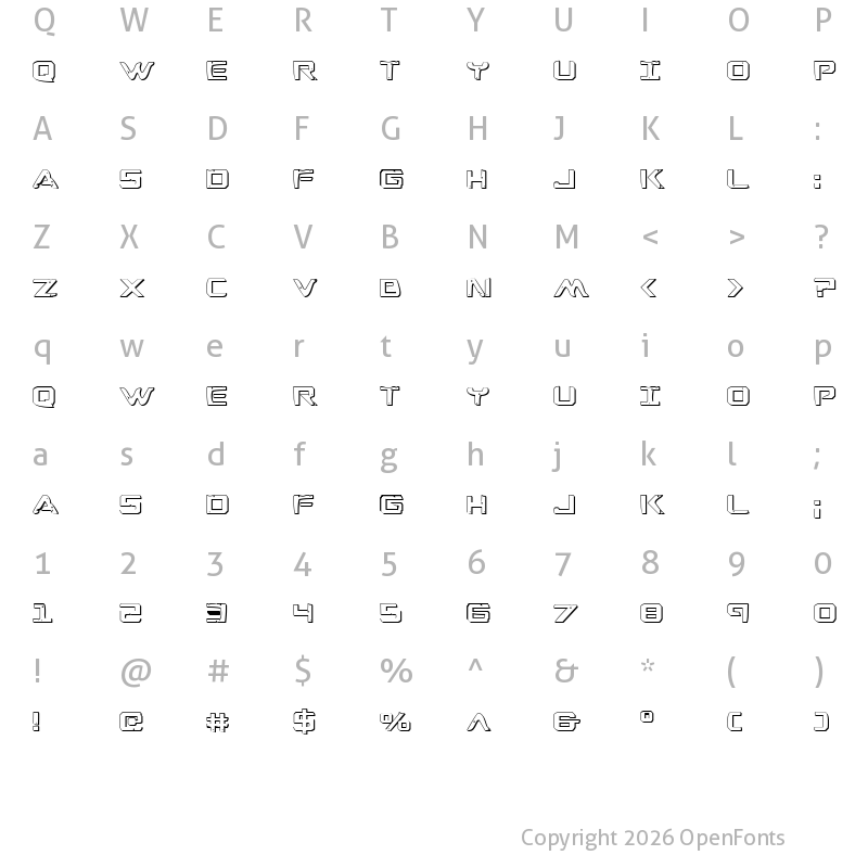 Character Map of War Eagle 3D Regular