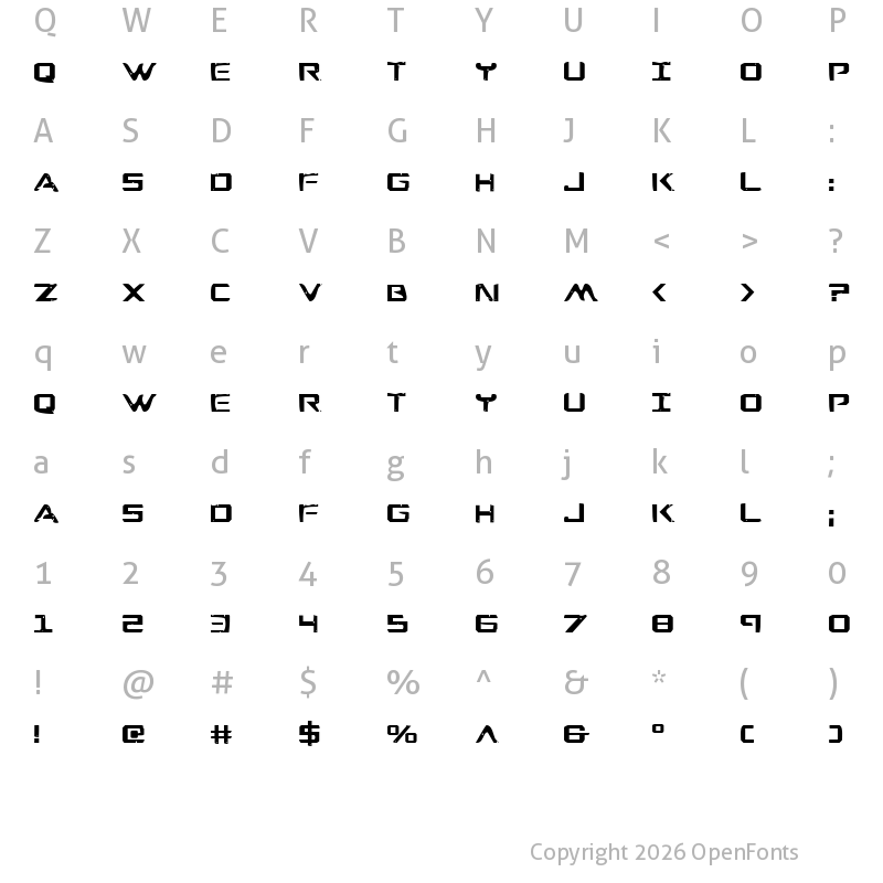 Character Map of War Eagle Regular