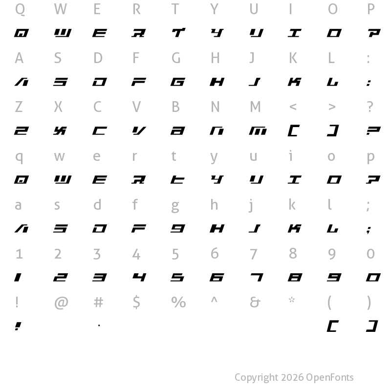 Character Map of War Machine Regular