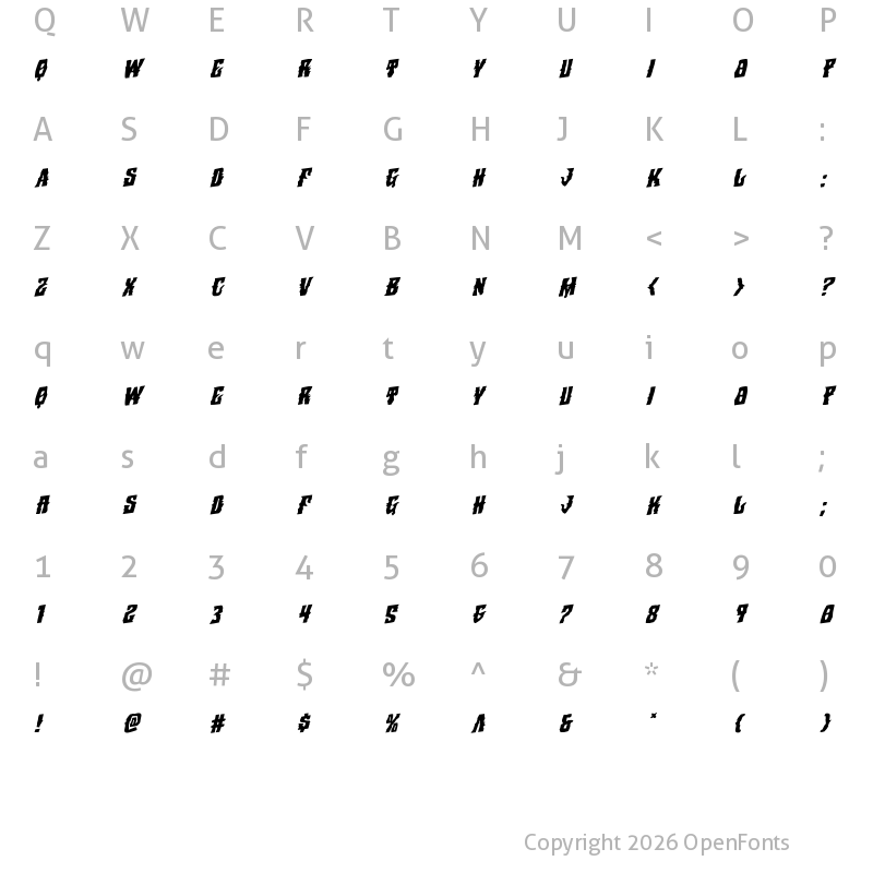 Character Map of Warlock's Ale Rotalic Regular