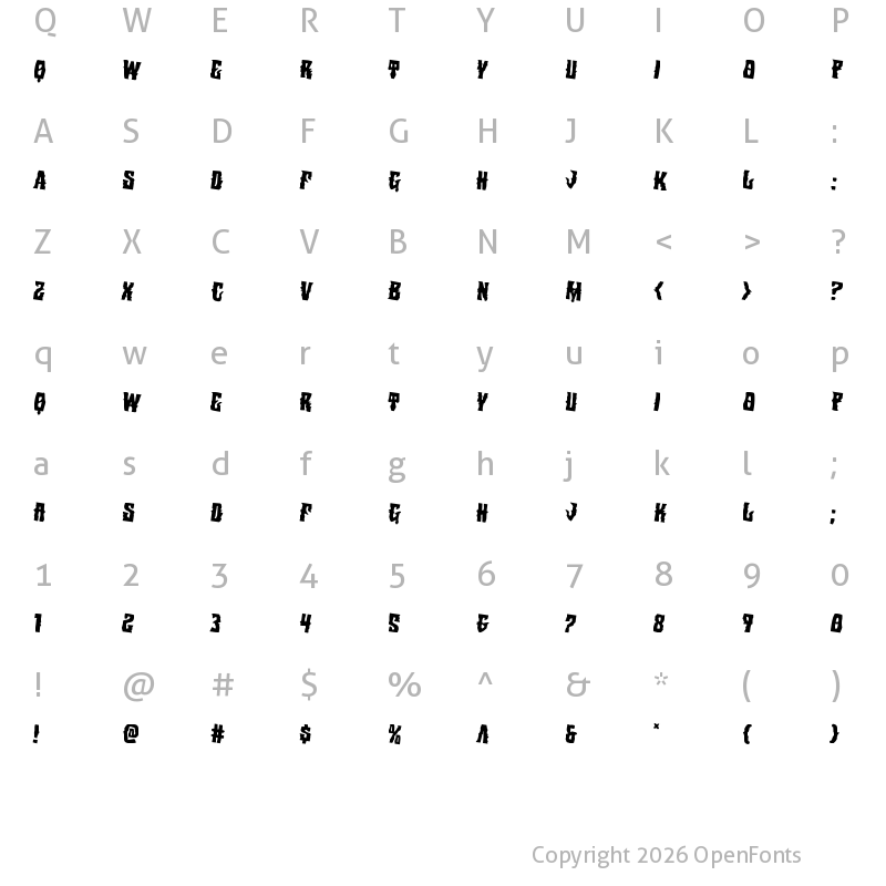 Character Map of Warlock's Ale Rotated 2 Regular