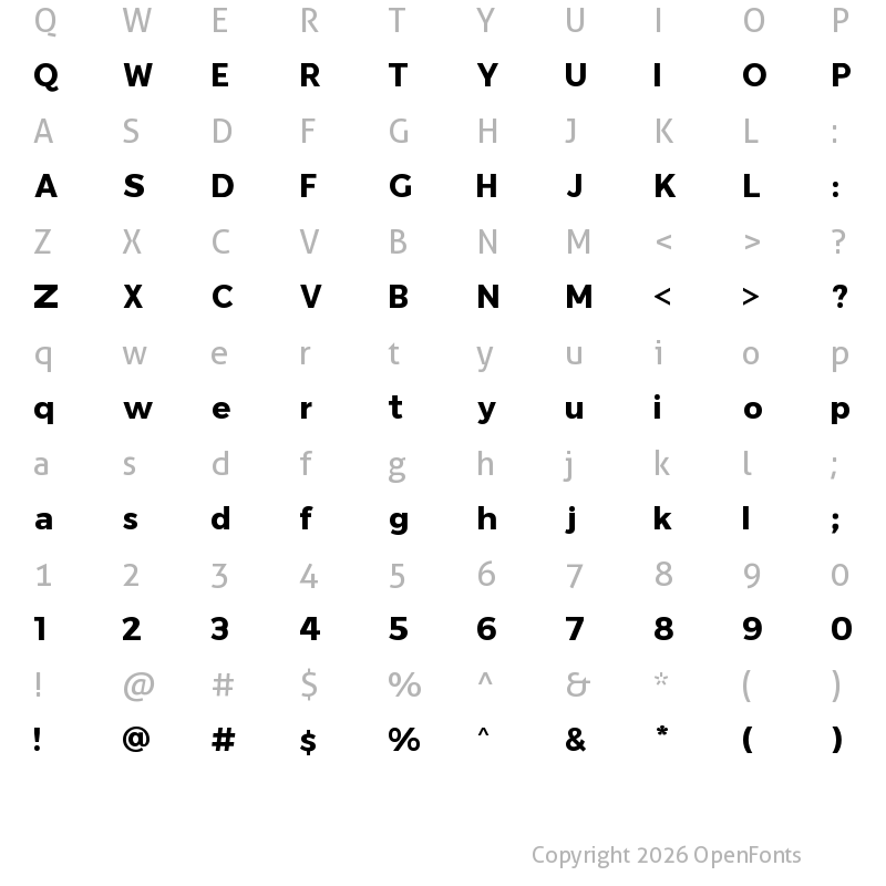 Character Map of WarnerMedia Bold