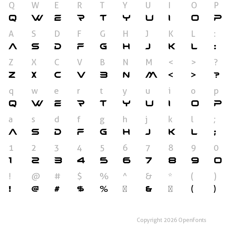 Character Map of Warpen Regular