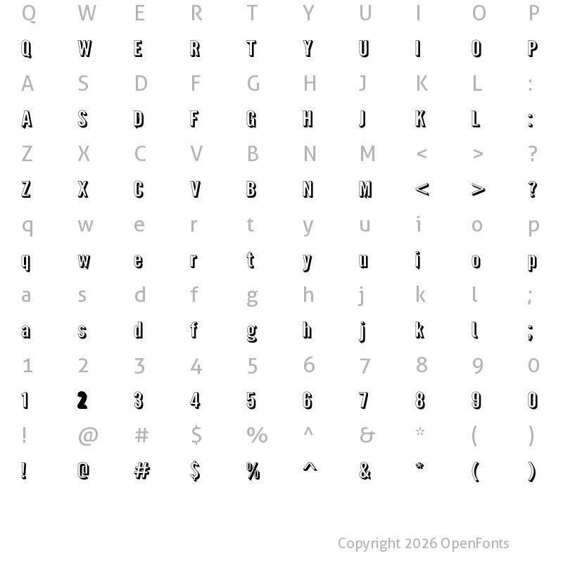 Character Map of Warsaw Gothic ExtShd