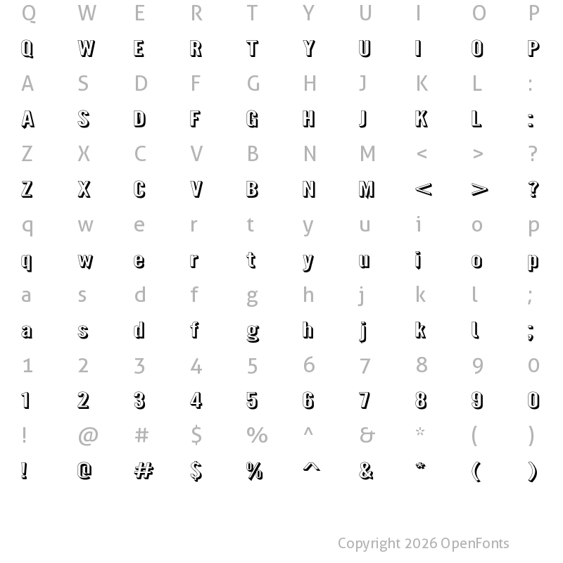 Character Map of Warsaw Gothic SuExtShd