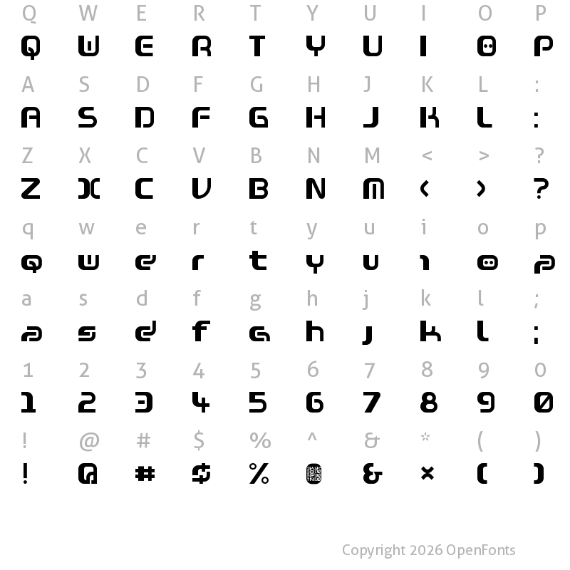 Character Map of Warzone 97 Medium Left Regular
