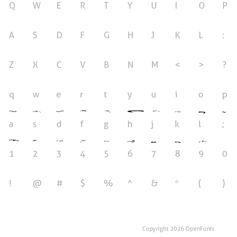 Character Map of Wasatsh Brush Extras Regular