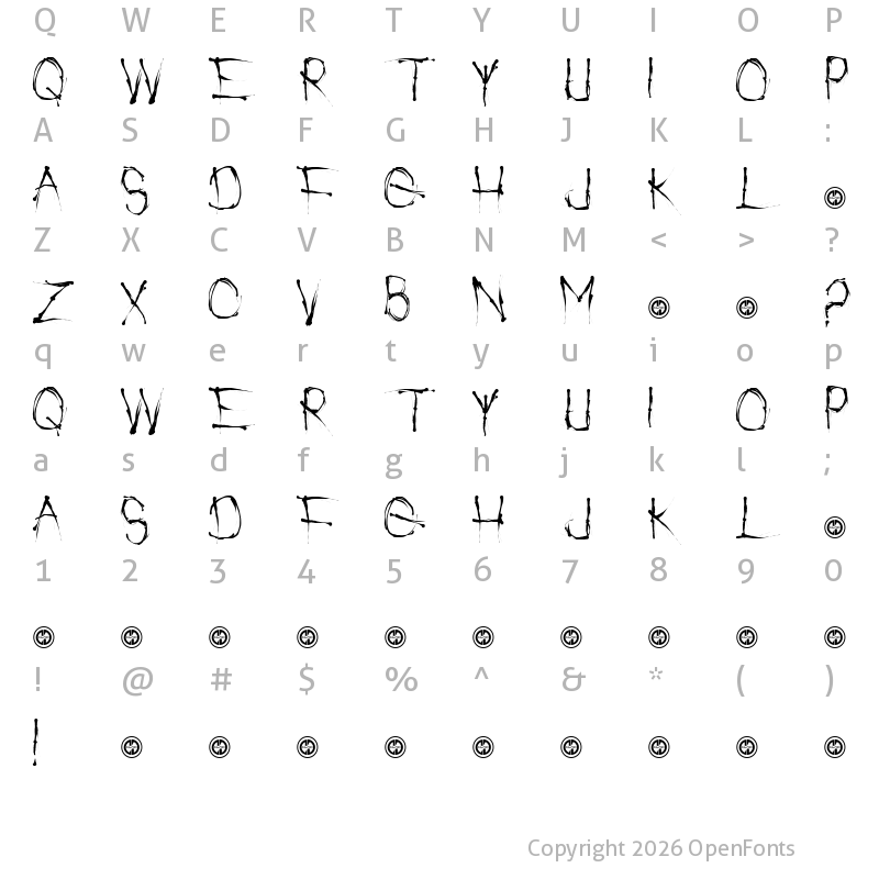 Character Map of Watch People Die Regular